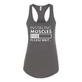 thumbnail image 2 of Wild Bobby Installing Muscles Please Waitâ€¦ Gym/Workout Women Racerback Tank Top, Dark Grey, X-Large, 2 of 5