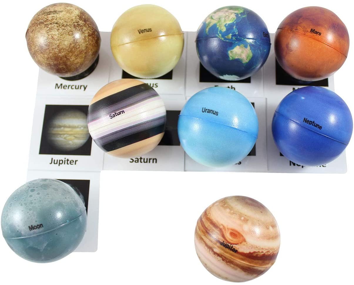 Solar System Stress Ball for Kids Relaxing Planet Toy Bouncy Ball Sponge Ball Educational Toys for Children Adults Solar System Squeeze Balls 