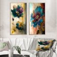 thumbnail image 1 of Designart "Retro Pansy Delicate Blossoming Flower II" Flowers Framed Wall Art Set Of 2 - Traditional Green Frame Gallery Set For Office Decor, 1 of 6