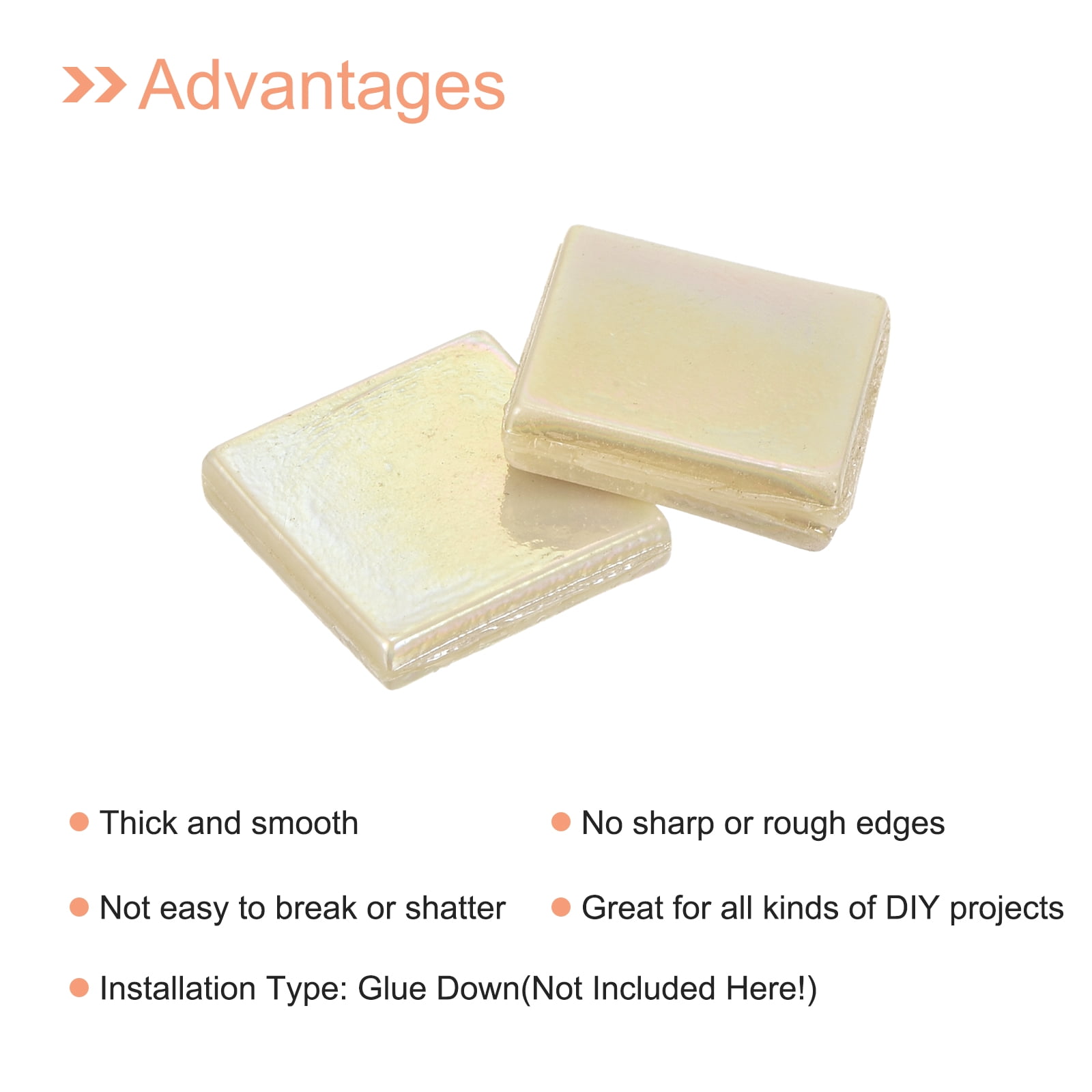 Uxcell 260Pcs Mosaic Tiles, Micro Glass Tiny Mini Mosaic Tile DIY Hobbies Handmade Crystal Free Stone Pale Cream Color