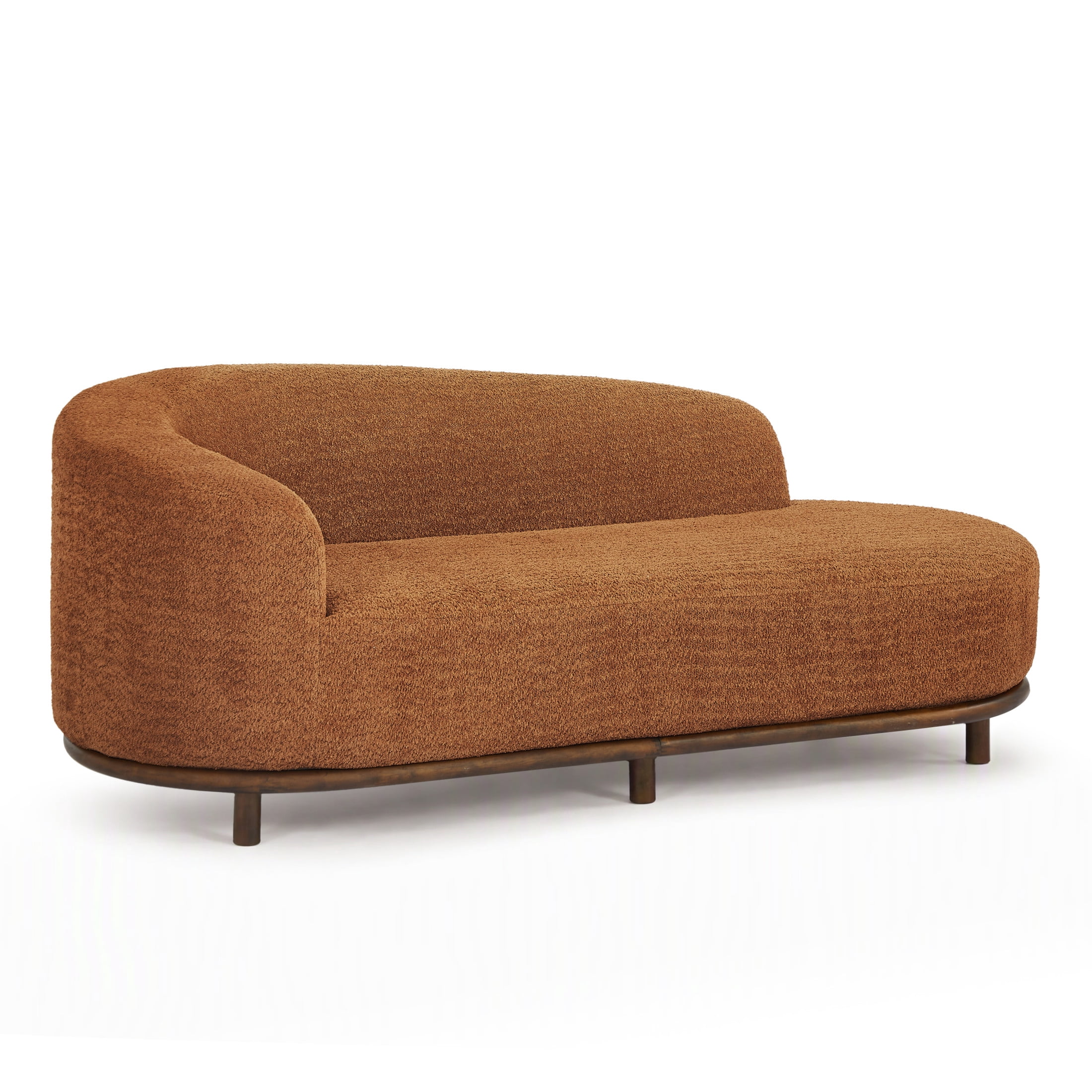 Christopher Knight Home Modern Boucle Chaise Lounge Sofa with 3 Seats, Solid Wood Frame, Orange