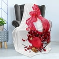 thumbnail image 4 of Christmas Soft Flannel Fleece Throw Blanket, New Year Box with Berries Pine Cones Baubles End of the Year Theme, Cozy Plush for Indoor and Outdoor Use, 50" x 70", Dark Coral and White, by Ambesonne, 4 of 5