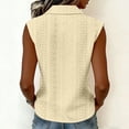 thumbnail image 3 of cocolona Summer Tank Tops for Women Lapel Sleeveless Hollow Out Button Shirts Trendy Casual Solid Color Blouses, 3 of 5