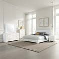 thumbnail image 6 of Sok 5pc Queen Bedroom Set- Faux Leather- Blue LED Lights- White Wood, 6 of 6