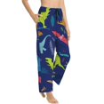 thumbnail image 2 of Disketp Dinosaurs With Palms Print Women'S Comfy Pajama Pants Casual Drawstring Palazzo Lounge Wide Leg Pants, 2 of 9