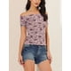 thumbnail image 5 of INSPIRAR CHIC Blusa Cortada de Manga Corta Ajustada sin Hombros S Gris Rosa, 5 of 6