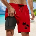 thumbnail image 2 of Tisuna Mens Swim Shorts With Liner Tree Print Drawstring Elastic Waist Straight Leg Trunks With Pocket Fashion Stylish Fit Male Beach Surfing Shorts Red Size Xxxl, 2 of 4