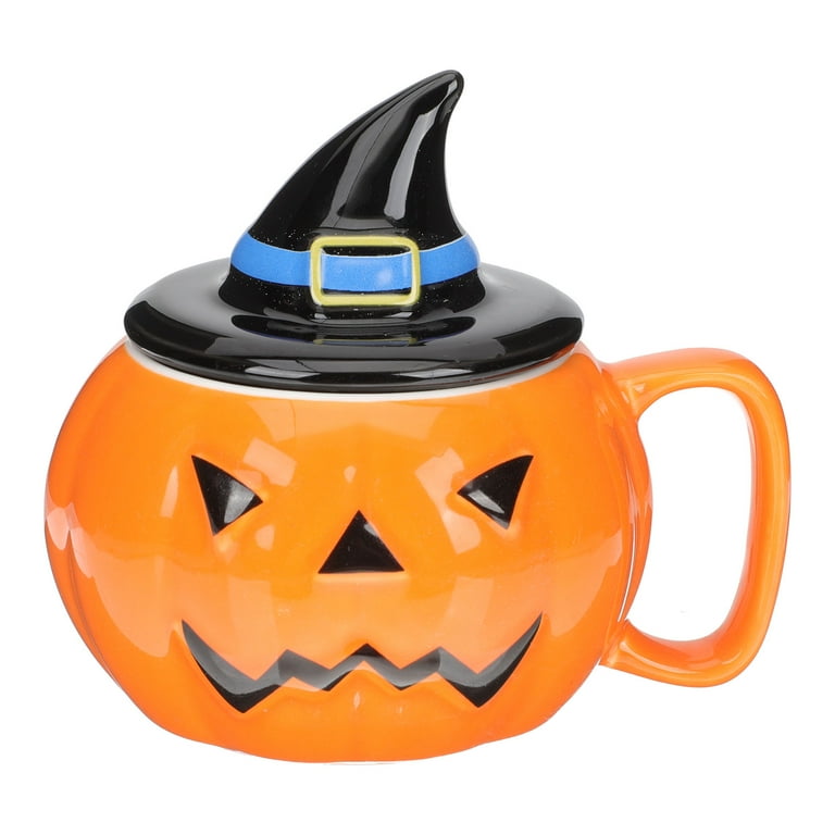 Creative Pumpkin Water Cup Ceramic Thermos Cup with Lid Exquisite Breakfast  Oatmeal Cup Heat-insulating Milk Cup Halloween Mugs