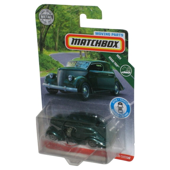 Matchbox MBX Road Trip (2019) Green '36 Ford Sedan Custom Toy Car - (Cracked Plastic)