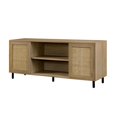 thumbnail image 3 of Walker Edison 58" Engineered Wood 2-Doors TV Stand in Coastal Oak, 3 of 8