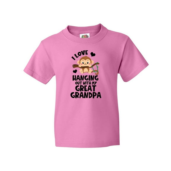 Inktastic Monkey I Love Hanging out with My Great Grandpa Youth T-Shirt