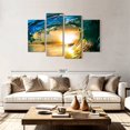 thumbnail image 2 of Elephant Stock Dynamic Ocean Wave Wall Art - Horizontal Multi Panel Canvas - Living Room Wall Decor - Beach Multi Panel - Orange And Teal Decor - 75" x 48", 2 of 8