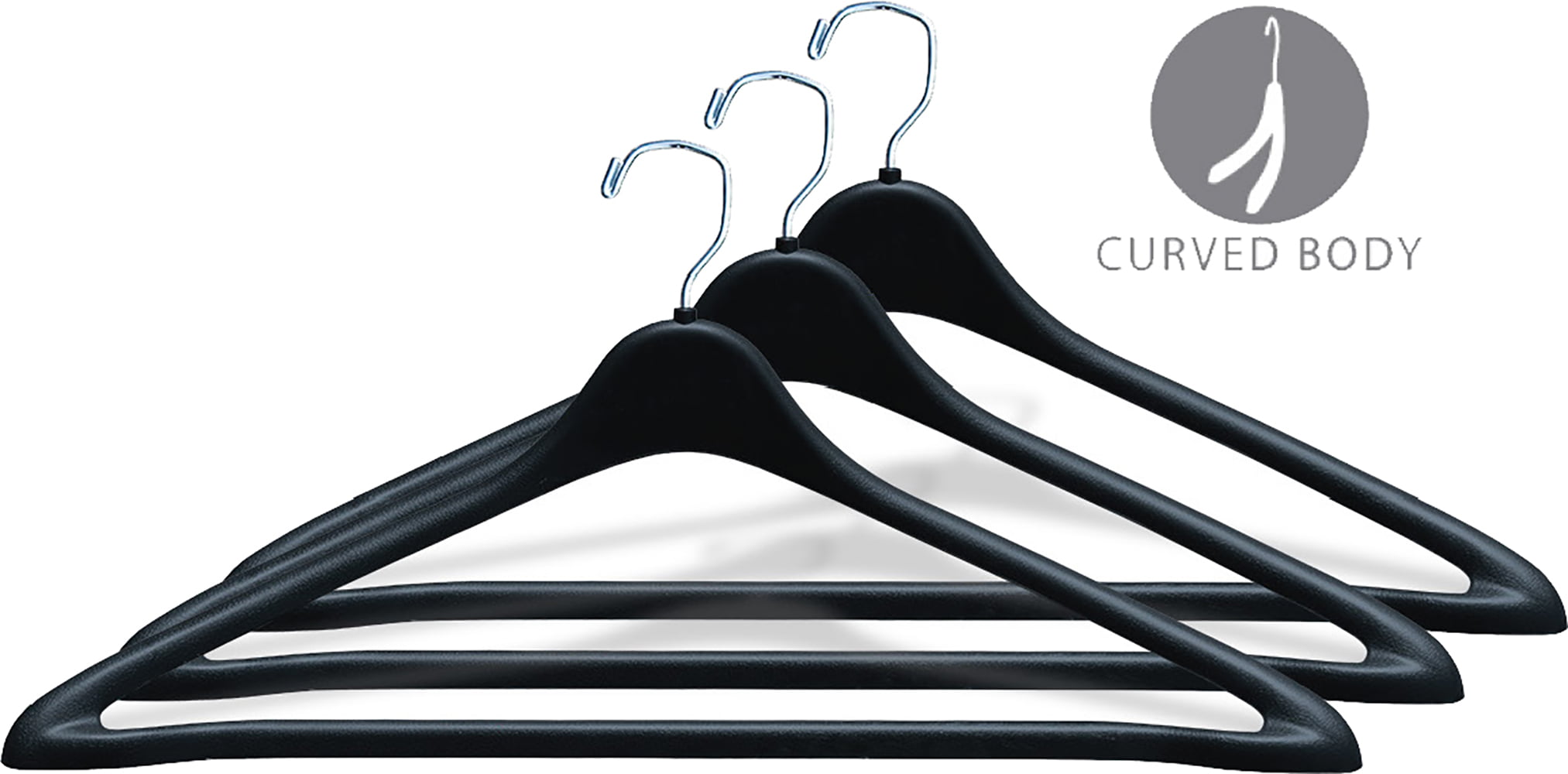 Extra Wide Coat Hangers Adult Clothes 49cm Strong Black Plastic