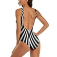thumbnail image 6 of Black White Striped Swimsuit Abstract Lines Push Up Swimwear One Piece Holiday Rave Bathing Suits Swimsuits Sexy Beach Outfits, 6 of 7