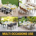thumbnail image 5 of Sunflower Floral Table Cloths for 4 Foot Rectangle Tables, Farmhouse Pastoral Daisy Bees Grey Plaid Patio Waterproof Elastic Fitted Tablecloths, Washable Rectangular Table Cover for Camping, 5 of 8