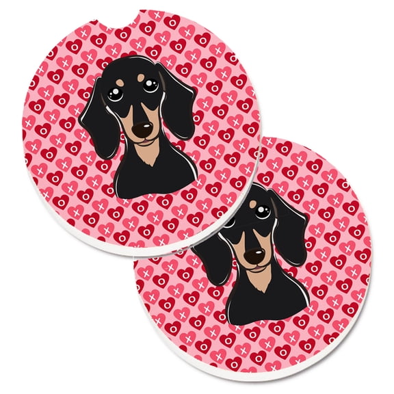 Smooth Black and Tan Dachshund Set of 2 Cup Holder Car Coasters