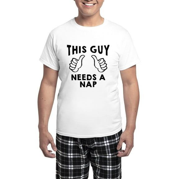 CafePress - This Guy Needs A Nap Men's Light Pajamas - Men's Light Loose Fit Cotton Pajama Set