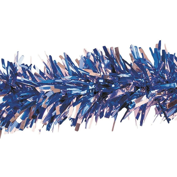 25 ft. Metallic Blue & Silver Twist Plastic Tinsel Garland