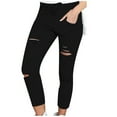 thumbnail image 1 of Yuyuzo Women Plus Size Skinny Pants High Waisted Ripped Pants Solid Color Stretchy Pencil Pants, 1 of 5