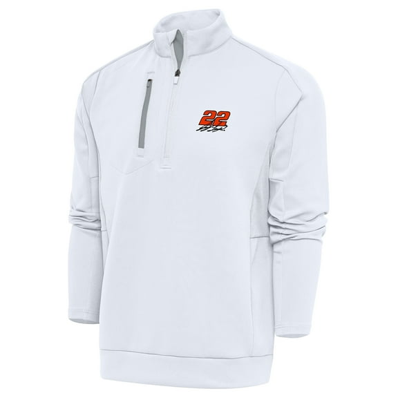 Men's Antigua White Joey Logano Generation Quarter-Zip Pullover Top