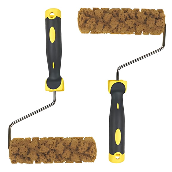 2 Pcs M60 Sponge Paint Roller Set, 6.3 in Texture Paint Roller with Even Paint Absorption, Metal Frame & Plastic Handle Wall Paint Roller