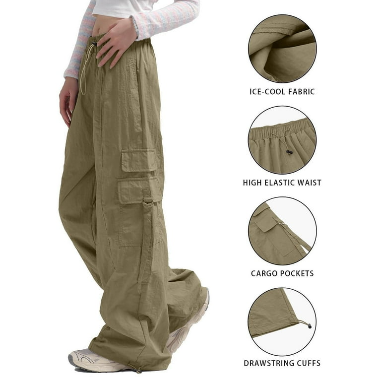 ZHAGHMIN Wide Leg Cargo Pants for Women with Side Pocket Mid