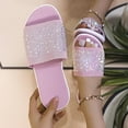 thumbnail image 5 of JeashCHAT Women's Slide Sandals Summer Ladies Rhinestone Slippers Casual Breathable Slip On Flat Sandals (Pink), 5 of 5