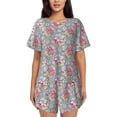 thumbnail image 1 of Fotbe Watercolor Butterflies Conjunto de Pijama Estampado para Mujer, 2 Piezas, Ropa de Dormir con Camiseta de Manga Corta y Shorts Suaves-Small, 1 of 6