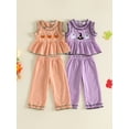 thumbnail image 3 of Loicainy Baby Toddler Girls Halloween Outfit 6 12 18 24 Months 2T 3T 4T Sleeveless Crew Neck Tank Tops and Pants Clothes Set, 3 of 9