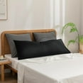 thumbnail image 2 of BESTOUCH 100% Washed Cotton Full Body Pillowcase Linen Feel Soft Breathable 1Pcs with Envelope Closure Solid Deep Black 20x54 Inches, 2 of 6