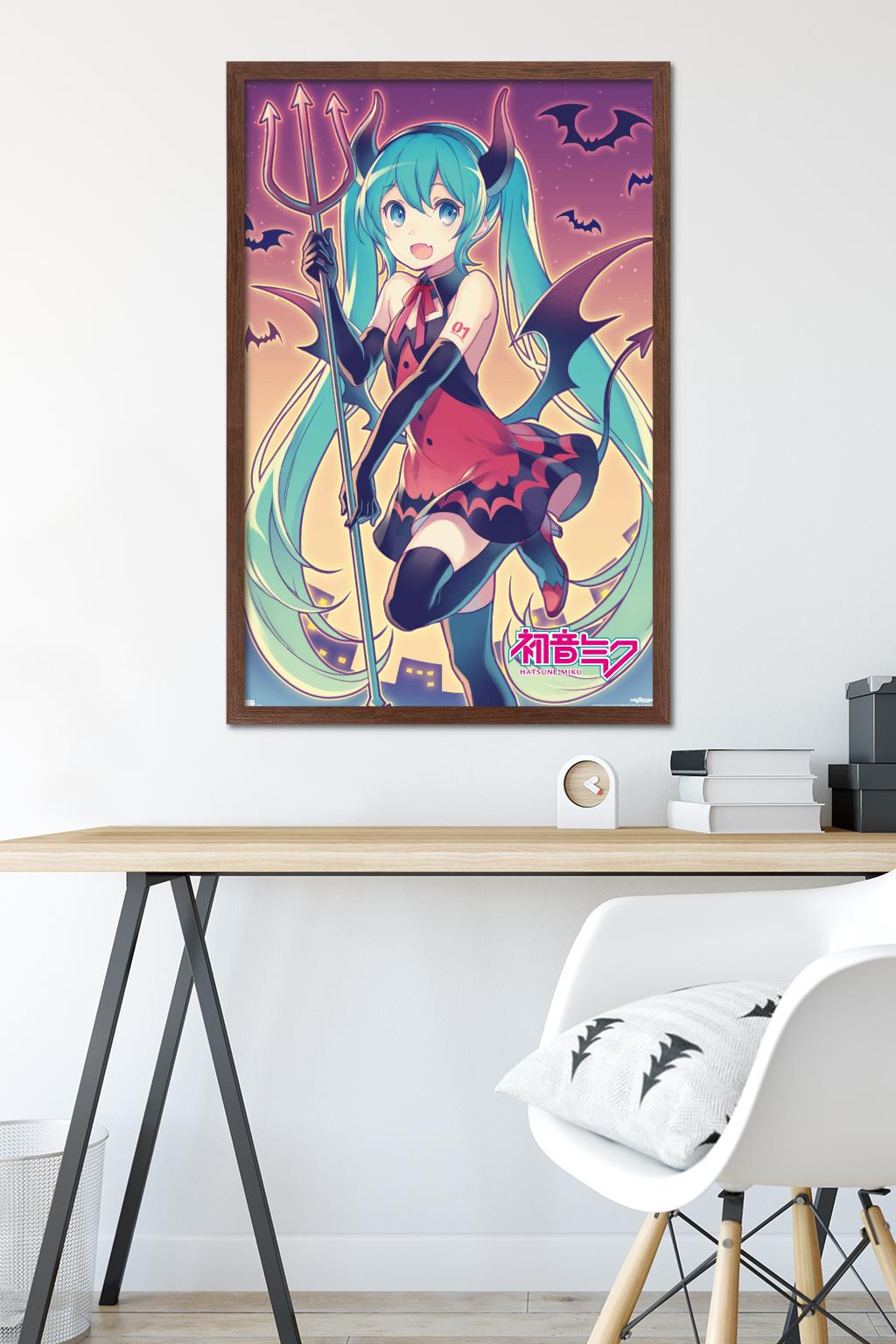 Hatsune Miku - Bats Wall Poster, 22.375" x 34" Framed