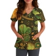 thumbnail image 3 of OIOLOYJM St. Patrick's Day Scrub Tops Women 2026 Irish Stretch Shamrock Printed Tops V Neck Short Sleeve Shirts Lightweight T Shirts with 2 Pockets Orange M, 3 of 4