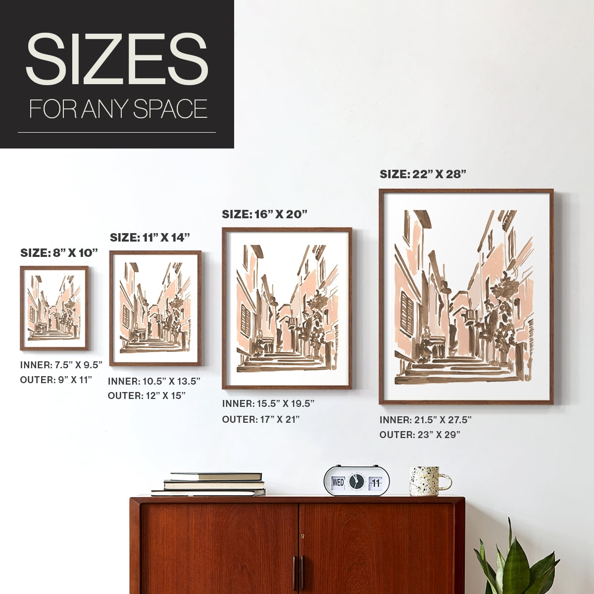 Blush Architecture Study I Framed Print in Brown Solid Wood Framed Print No Nail Hanging