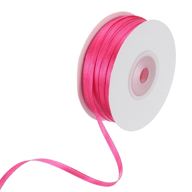 Cinta de satén Uxcell, cinta de satén de poliéster de doble cara para envolver regalos, rosa rojo para ramos