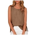 thumbnail image 6 of idosla Tank Tops Women Comfy Summer Sleeveless Crewneck Gauze Shirts Casual Blouse Cami Crop Tops (Coffee, XL), 6 of 6