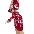 thumbnail image 3 of Enwejyy Women's Christmas Elk Print Xmas Long Sleeve Bodycon Knit Sweater Dress, 3 of 3
