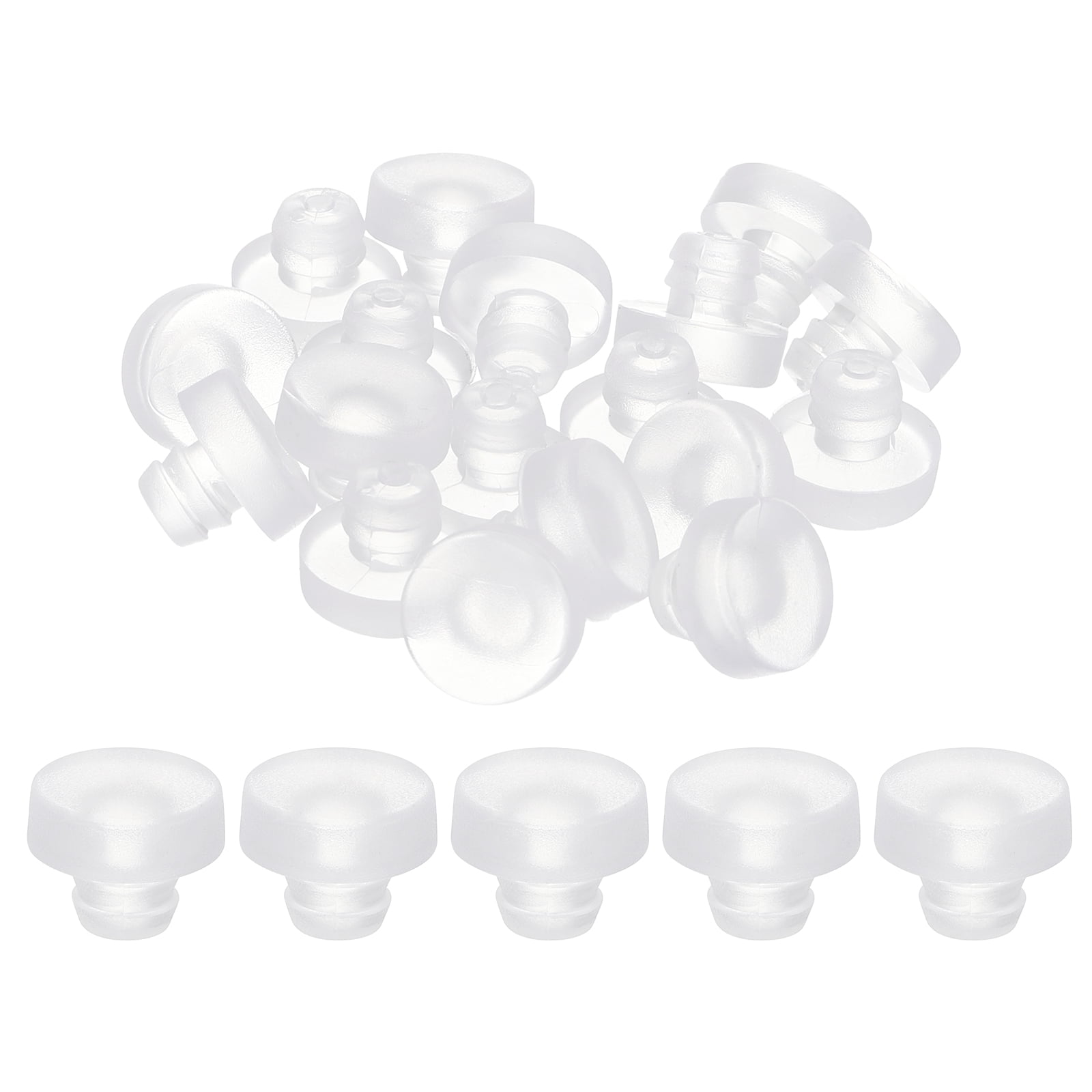 50Pcs Stem Bumper Glides For Glass Tables - Rubber Cabinet Door Bumpers For 3/16 Inch Holes