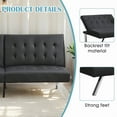 thumbnail image 3 of EBQOSK Sofa Bed with Armrest Two Holders Wood Frame, Stainless Leg, Futon Leather Black, 3 of 7