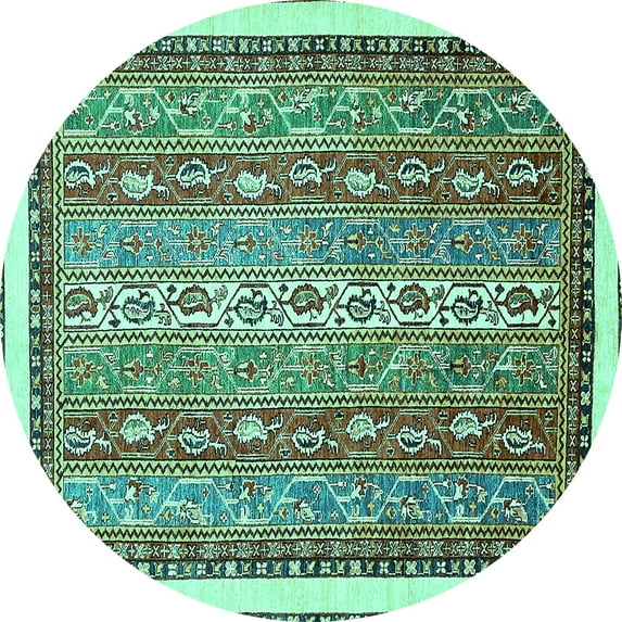 Ahgly Company Indoor Round Abstract Turquoise Blue Modern Area Rugs, 8' Round