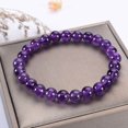 thumbnail image 4 of 1 pulsera elástica de piedras moradas de 8mm. Cuentas, adecuadas para regalos de cumpleaños para hombres y niñas., 4 of 5