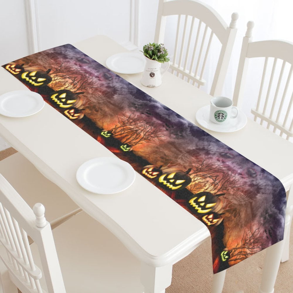 MYPOP Scary Halloween Pumpkin Table Runner Home Decor 14x72 Inch, Ghost