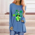 thumbnail image 2 of Pompotops T-Shirt Décontracté à Col Rond Imprimé St. Patrick pour Femmes, Manches Longues, Blouse, 2 of 5