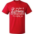 thumbnail image 2 of OXI T-Shirt - I Like You But If You Zombies, Basic Casual T-Shirt for Men's and Women Fleece T-Shirt Short Sleeve - Red Large, 2 of 3