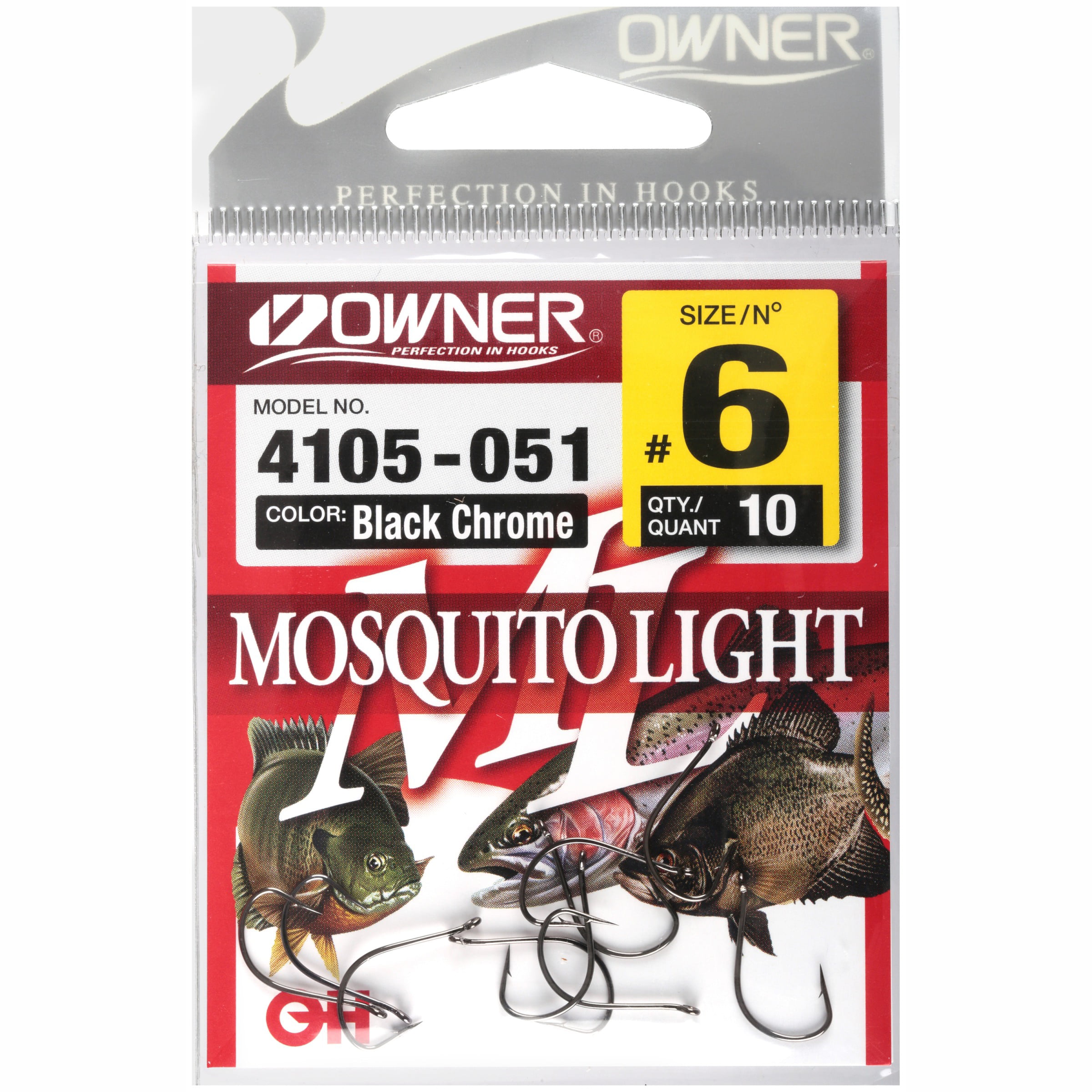 Owner Mosquito Hook #6 Black Chrome 10PK