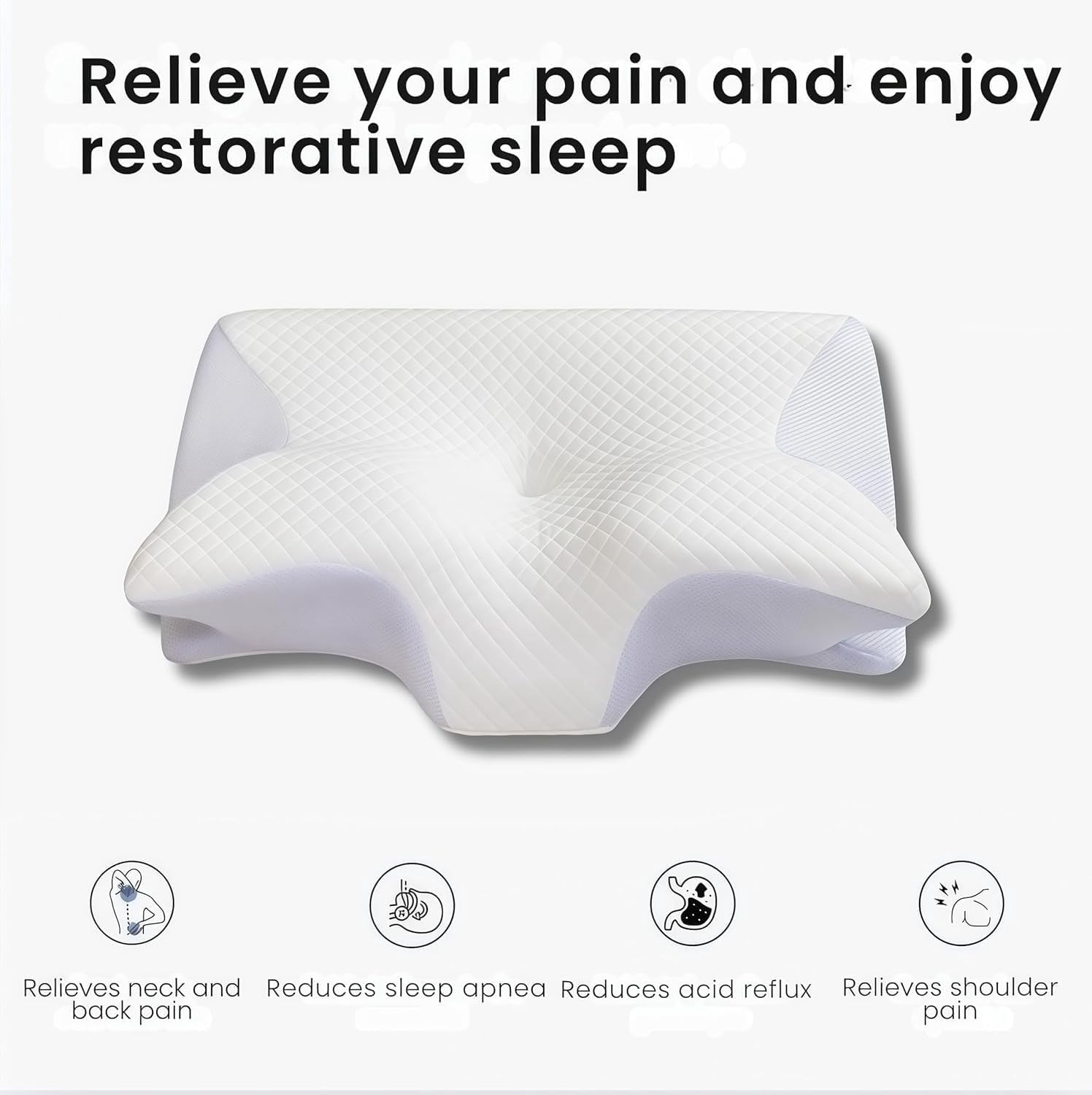 Ergo Z Pillow, Ergo Z 2 in 1 Ergonomic Pillow, Sleep Restora Pillows, Ergonomic Memory Foam Contour Orthopedic Pillows with Breathable Pillowcase for Side, Back & Stomach Sleepers(Gray)