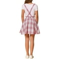 thumbnail image 3 of INSPIRE CHIC Women's Skirt Plaid Pleated Tartan Overall Elastic Waist Suspender Mini Skirt XS Pink White, 3 of 6