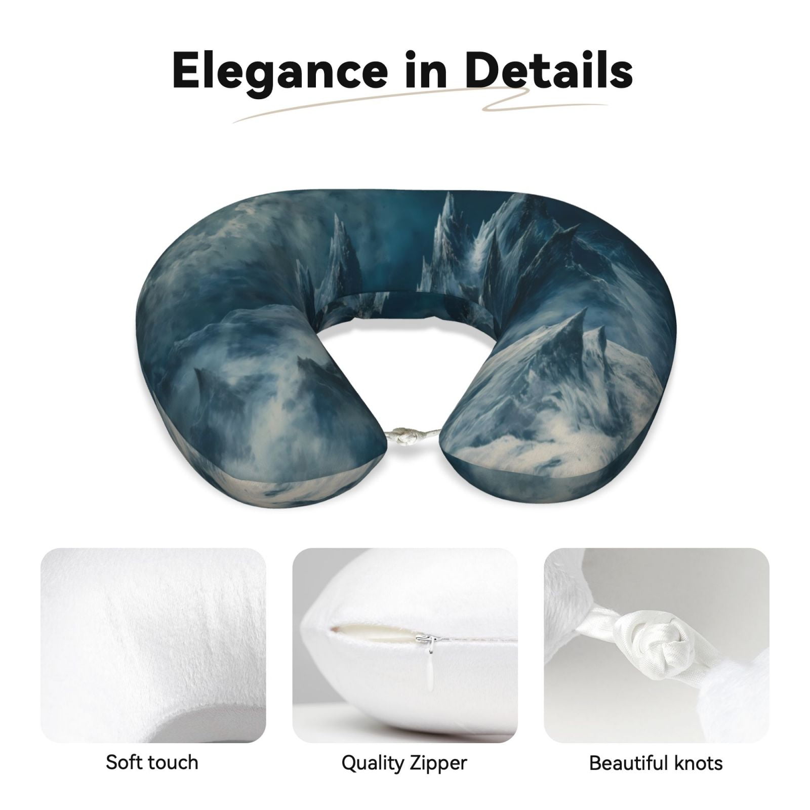 Xecao Mysterious Moonlit Mountains Print Memory Foam Cervical Neck Pillow Versatile U-Shaped Pillows for Home,Office,Camping,Travelling,Soft Washable Cover