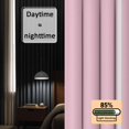 thumbnail image 3 of Pink White Stripe Blackout Curtains for Bedroom/Living Room, Pinch Pleated Black Out Curtains, Modern Rustic Vertical Striped Room Darkening Window Drapes with Hooks 2 Panels, 39"x70", 3 of 8