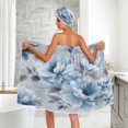 thumbnail image 5 of 3-Piece Bathroom Towel Set with Bath Towel, Quick-Dry Hair Cap and Hair Turban for Bath Yoga Beach White Floral Pattern, 5 of 6