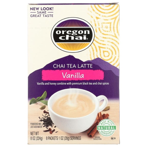 Oregon Chai Vanilla Powdered Mix Chai Tea Latte, 8 Pc (Pack of 6)